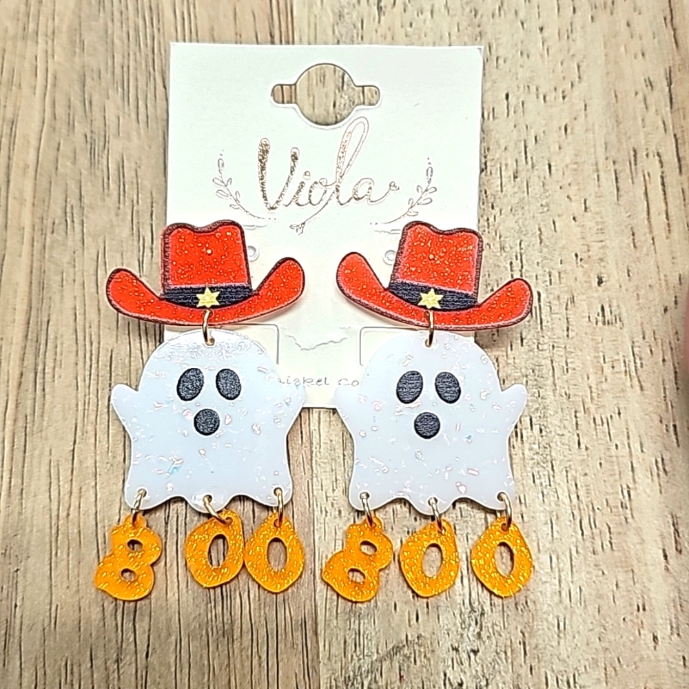 Boo Cowboy Ghost Earrings